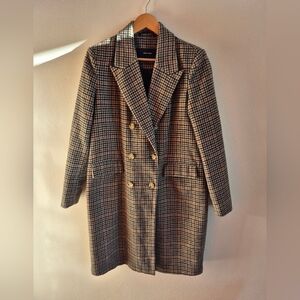 Wool Blend Houndstooth Tweed Coat By Vero Moda Size Medium